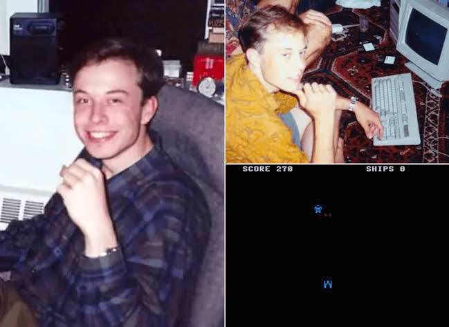 Young Elon Musk and original Blastar gameplay
